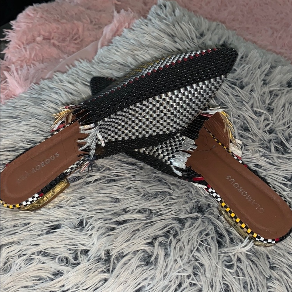 Multi-colored Woven Pointy Flat Mules!